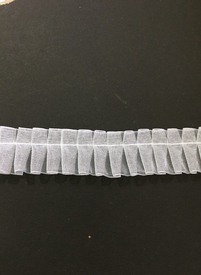 DaSync SYNC Frill lace Border White Laces for Dresses Blouse Dupatta 9 mtrs Saree Gowns Pleated 1 inch Curtains Decoration Women Fancy Craft - Image 4